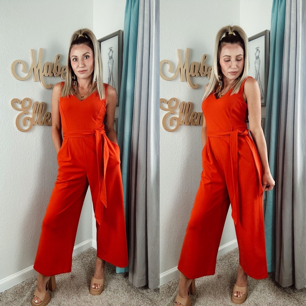 Calvin Klein Dapper Orange wide leg Jumpsuit size 4